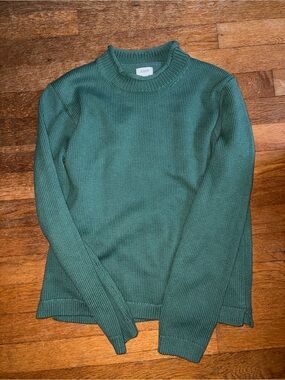 J. Crew Dark Green Ribbed Crewneck Pullover